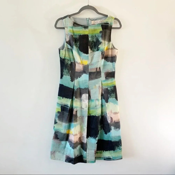 Lela Rose Water Color Abstract Sheath Dress Women’s Size 10 Spring Wedding Silk - Picture 10 of 11